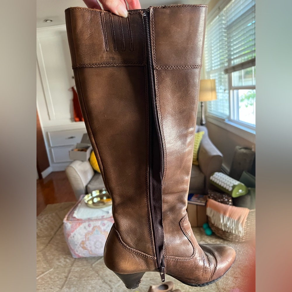 Brown BORN Knee-High Leather Boots